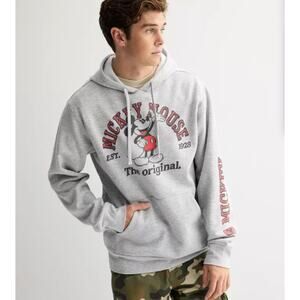DISNEY Mens Grey Pullover Hoody‎ Graphic Sweatshirt Mickey Mouse NWT Extra Large